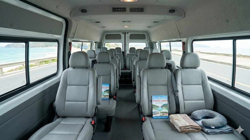 Nội thất xe 16 chỗ Ford Transit rộng rãi đi Vũng Tàu