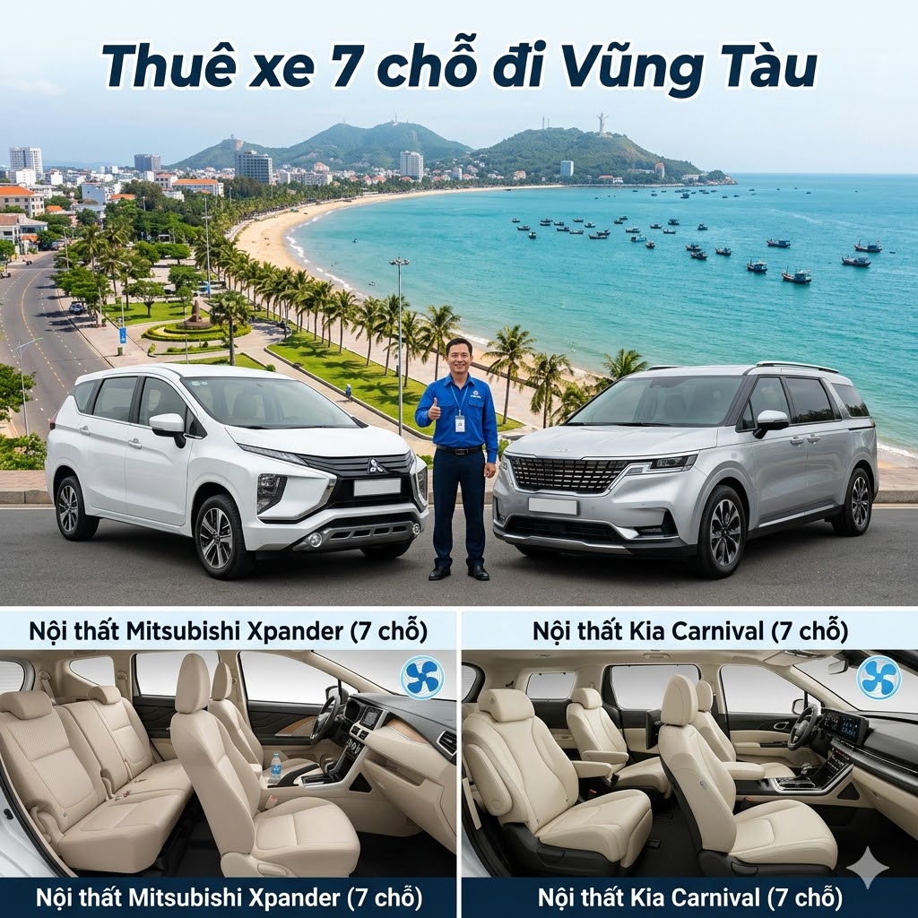 Thuê xe 7 chỗ Xpander, Kia Carnival đi Vũng Tàu